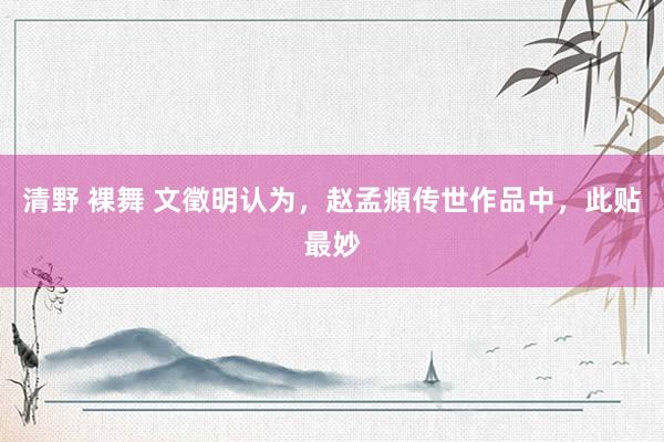 清野 裸舞 文徵明认为，赵孟頫传世作品中，此贴最妙